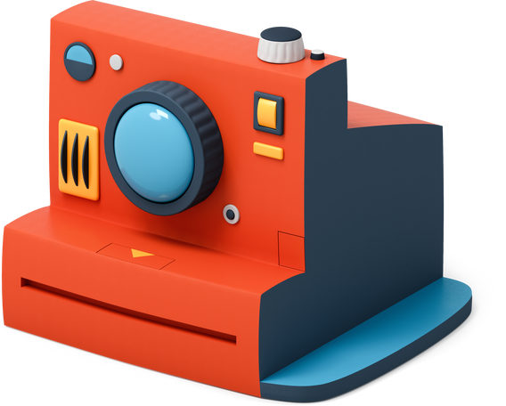Red instant photo camera Illustration in PNG, SVG