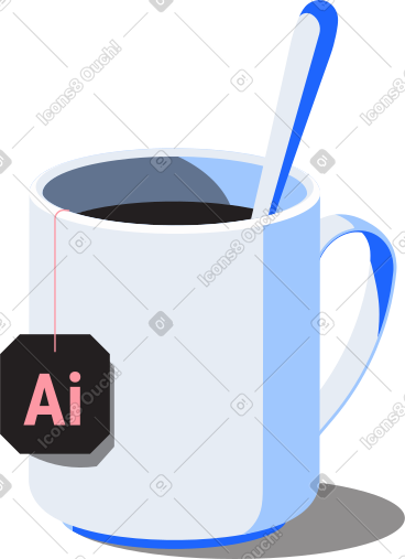 带有 adobe illustrator 徽标的茶包杯 PNG, SVG