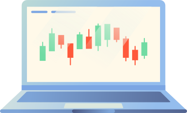 laptop with japanese candlestick chart animated illustration in GIF, Lottie (JSON), AE