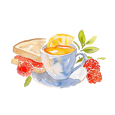 Tea with a raspberry jam sandwich PNG, SVG