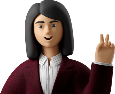 close up of businesswoman in red suit with peace sign hand PNG, SVG
