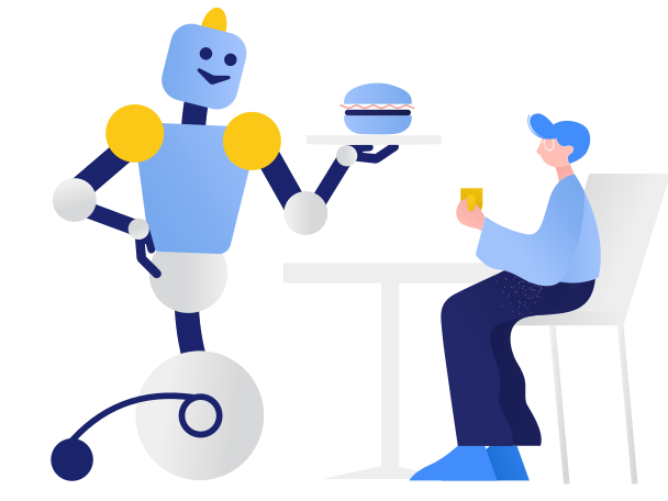 Robot waiter Illustration in PNG, SVG