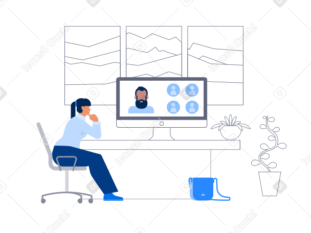 Online Meeting Illustration in PNG, SVG