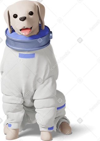 3D dog astronaut sitting Illustration in PNG, SVG