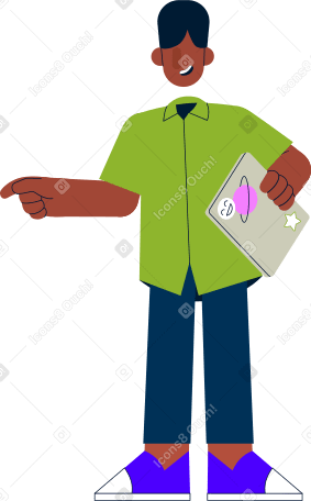 man holding a laptop PNG, SVG