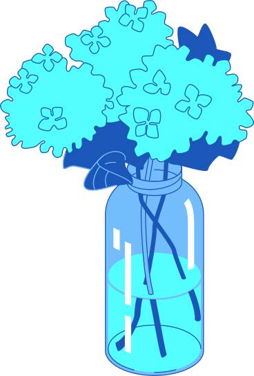 Hortensia en un florero PNG, SVG