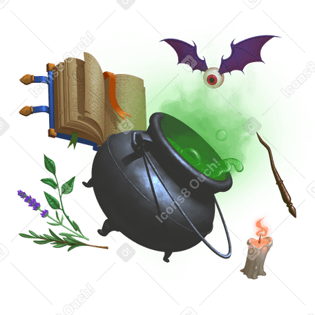 Halloween witch's potion in cauldron PNG, SVG