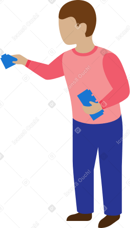 boy with building blocks Illustration in PNG, SVG