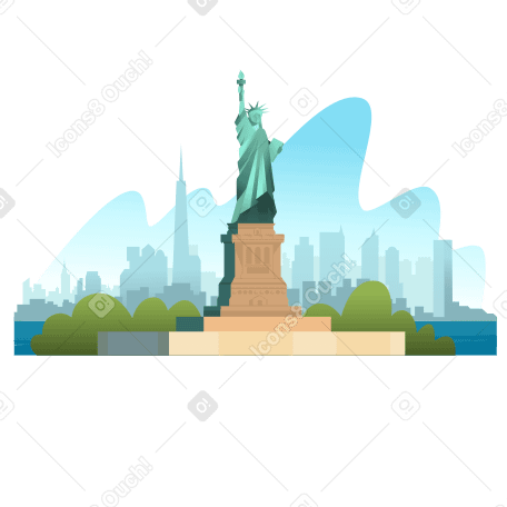 New York - Statue of Liberty background Illustration in PNG, SVG