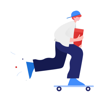 Teenager delivering a package on a skateboard PNG, SVG