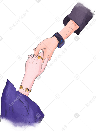 Мужская рука держит руку женщины в PNG, SVG