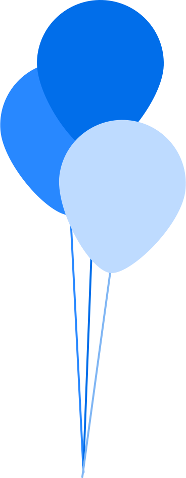three blue balloons PNG, SVG