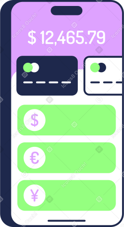 mobile phone with exchange rate on the screen PNG, SVG