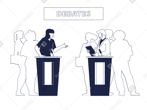 Political party debates Illustration in PNG, SVG