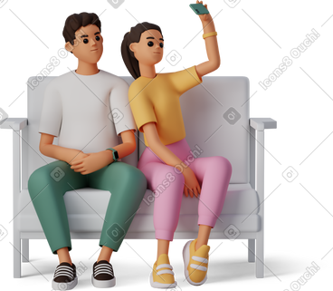 Young people taking selfie on smartphone PNG, SVG