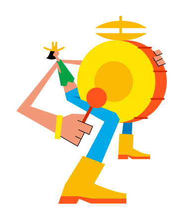 Illustration animée Homme jouant du tambour aux formats GIF, Lottie (JSON) et AE