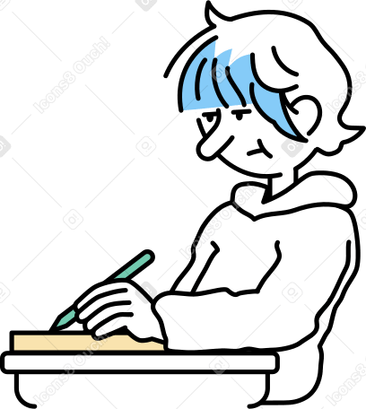 Девочка-подросток что-то пишет в PNG, SVG