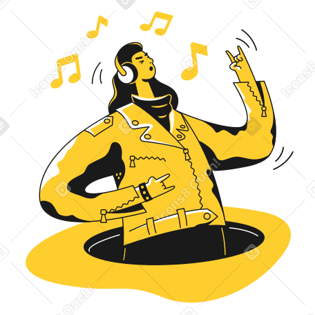 Man in headphones Illustration in PNG, SVG