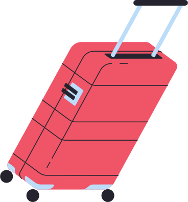 красный чемодан с наклоном в PNG, SVG