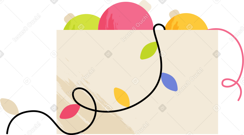 box with christmas decorations PNG, SVG