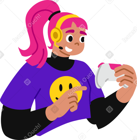 young woman with a gamepad PNG, SVG