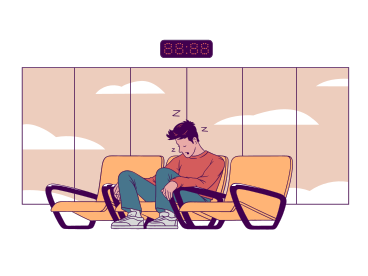 Man sleeping at the airport PNG, SVG