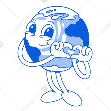Happy Earth makes a heart with its hands Illustration in PNG, SVG