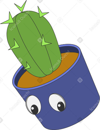 Ilustración animada de cactus en una maceta en GIF, Lottie (JSON), AE