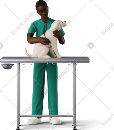 Female veterinarian doctor checking dog with stethoscope PNG, SVG