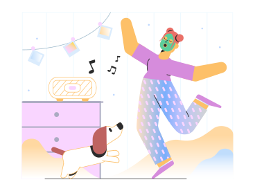 Fille en pyjama dansant et chantant PNG, SVG