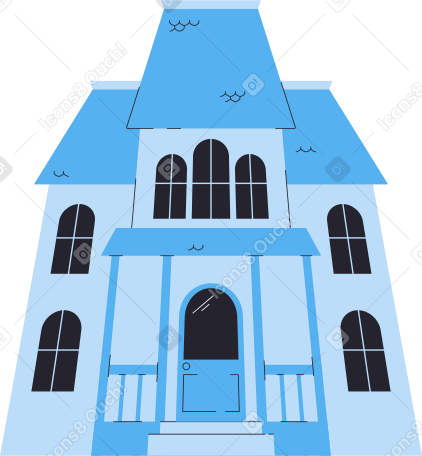 big blue house Illustration in PNG, SVG