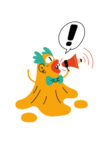 Character making an announcement with a megaphone PNG, SVG