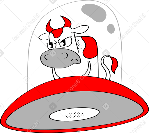 spaceship with cow Illustration in PNG, SVG
