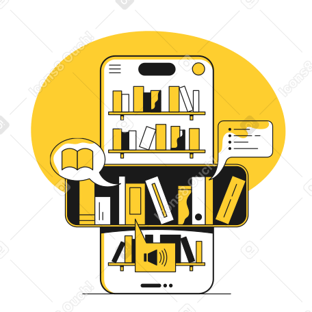 Bookstore app Illustration in PNG, SVG