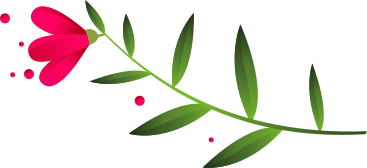 pink flower on a medium twig with green leaves PNG, SVG