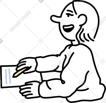 年轻女人在写一些东西 PNG, SVG