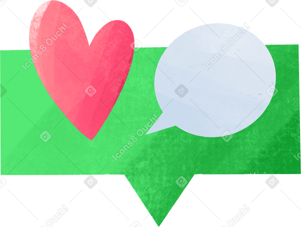 social media popup notification message window icon with speech bubble and like Illustration in PNG, SVG