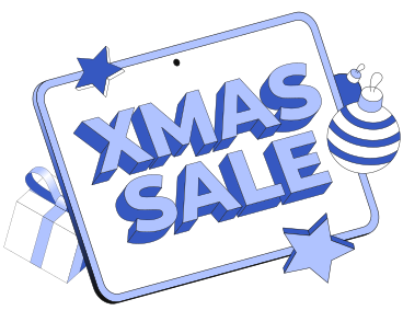 Lettering Xmas Sale with gift box and Christmas bauble text PNG, SVG