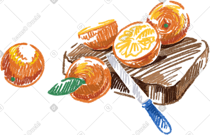 oranges and knife PNG, SVG