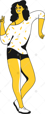 Жизнерадостная девушка в шортах в PNG, SVG