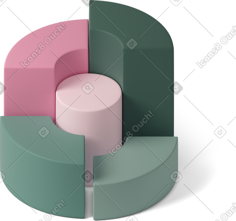 3D isometric pie chart PNG, SVG