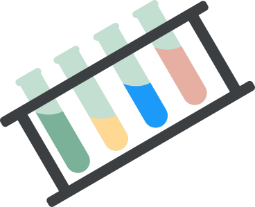 four test tubes with different liquids on a stand PNG, SVG