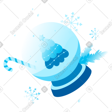 雪花玻璃球和拐杖糖中的冷杉 PNG, SVG