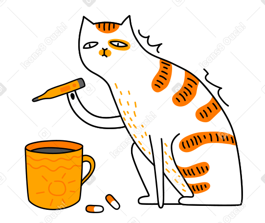 The cat is sick Illustration in PNG, SVG