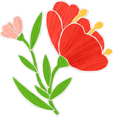 big red flower and small pink flower PNG, SVG