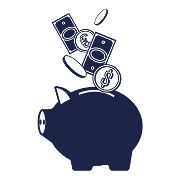 Piggy bank with money and coins PNG, SVG