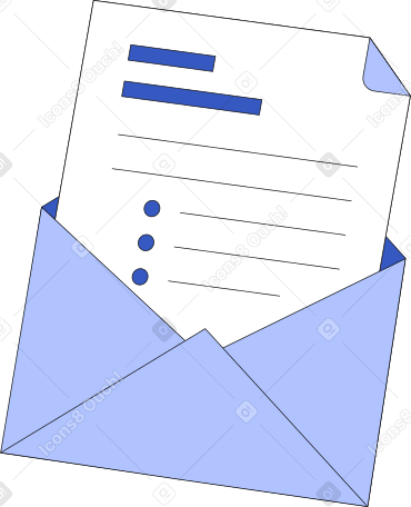 letter in open envelop Illustration in PNG, SVG