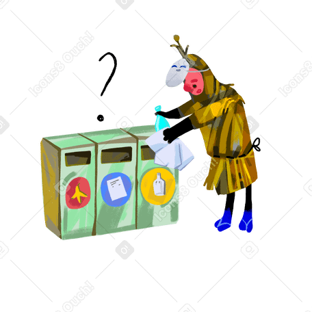 Illustration Collecte des ordures ménagères séparée aux formats PNG, SVG
