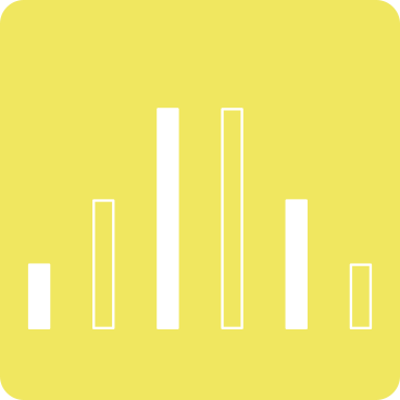 bar chart on yellow square PNG, SVG