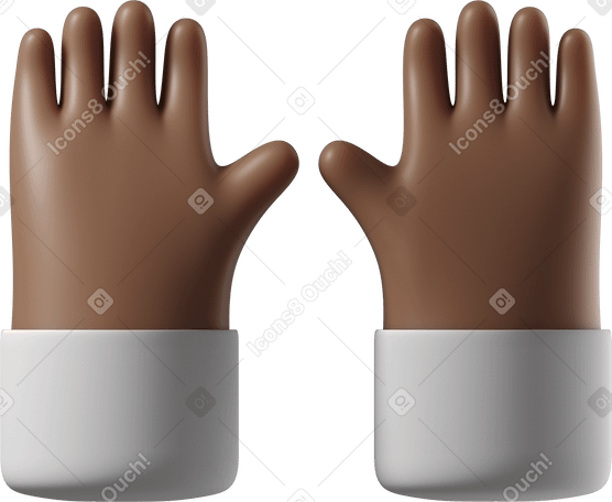 3D ダークブラウンの肌の手を上げる PNG、SVG